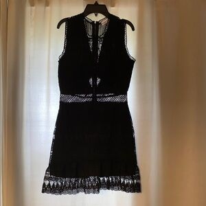 Karina Grimaldi Black Sheath Mini Dress V-neck Sleeveless